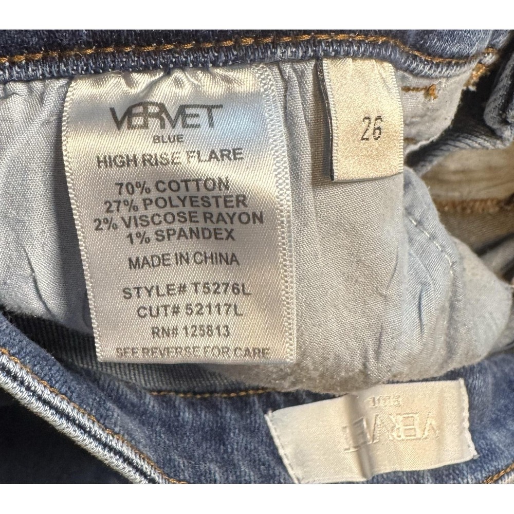 VERVET BLUE Womens 26 High Rise Flare Bell Bottom Stretch Jeans Light Blue - Picture 12 of 13